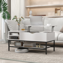 Costway 3 Shelf White Lift Up Top Coffee Table - Size: 112 x 57 x 16cm - Wilko - thumbnail 5