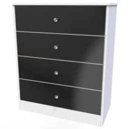 Crowndale Worcester 4 Drawer Matt Black and White Chest of Drawers Ready Assembled - Black Matt & White - Wilko - thumbnail 3