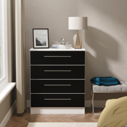 Crowndale Worcester 4 Drawer Matt Black and White Chest of Drawers Ready Assembled - Black Matt & White - Wilko - thumbnail 7