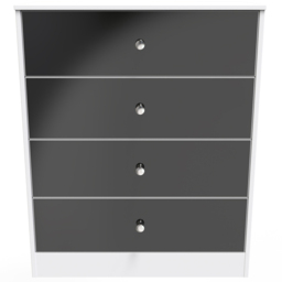 Crowndale Worcester 4 Drawer Matt Black and White Chest of Drawers Ready Assembled - Black Matt & White - Wilko - thumbnail 4