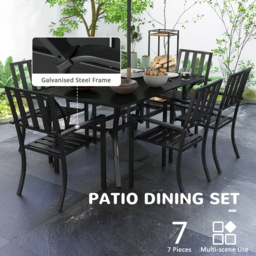 Outsunny 6 Seater Garden Dining Table Set Black - Wilko - thumbnail 7