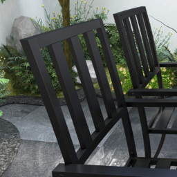 Outsunny 6 Seater Garden Dining Table Set Black - Wilko - thumbnail 4