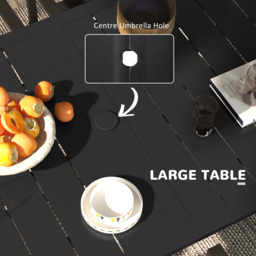 Outsunny 6 Seater Garden Dining Table Set Black - Wilko - thumbnail 6
