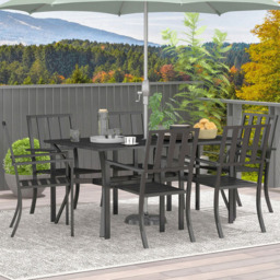 Outsunny 6 Seater Garden Dining Table Set Black - Wilko