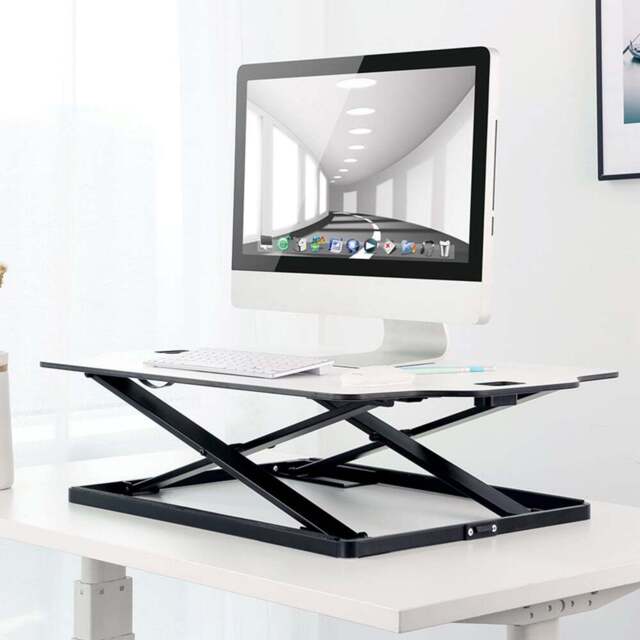 ProperAV Slim Profile Stand Up Workstation Desk White - Size: 8 x 61 x 87cm - Wilko - image 1