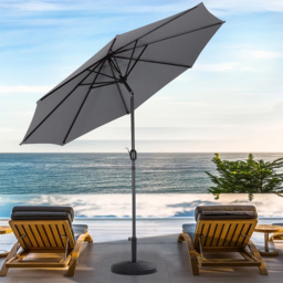 Living and Home Dark Grey Round Crank Tilt Parasol with Rattan Effect Base 3m - Wilko - thumbnail 3