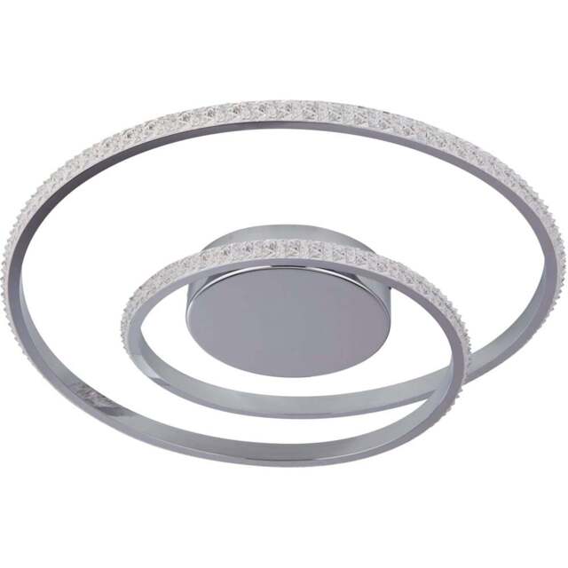Lighting Collection Furness Chrome LED Ceiling Flush Light - Size: 48 x 7 x 48cm - Chrome and White - Wilko - image 1