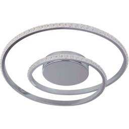Lighting Collection Furness Chrome LED Ceiling Flush Light - Size: 48 x 7 x 48cm - Chrome and White - Wilko - thumbnail 1