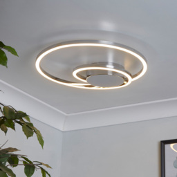 Lighting Collection Furness Chrome LED Ceiling Flush Light - Size: 48 x 7 x 48cm - Chrome and White - Wilko - thumbnail 3