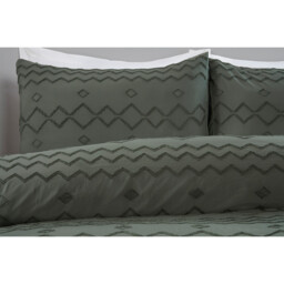 Adah Tufted Geo Duvet Cover and Pillowcase Set - Green/Double - Wilko - thumbnail 3
