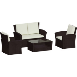 Garden Vida Mylor 4 Seater Brown Rattan Lounge Set - Wilko - thumbnail 3