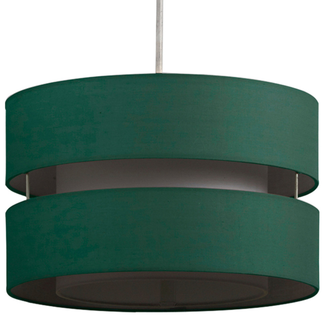 Kliving 2 Tier Forest Green Fabric Shade Pendant Light - Size: 19 x 29.5 x 29.5cm - Wilko - image 1