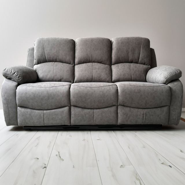 Milano 3 Seater Grey Fabric Recliner Sofa - Charcoal - Wilko - image 1