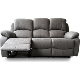 Milano 3 Seater Grey Fabric Recliner Sofa - Charcoal - Wilko - thumbnail 5
