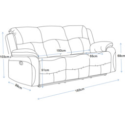 Milano 3 Seater Grey Fabric Recliner Sofa - Charcoal - Wilko - thumbnail 6