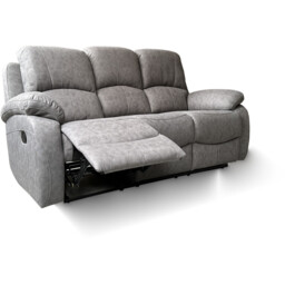 Milano 3 Seater Grey Fabric Recliner Sofa - Charcoal - Wilko - thumbnail 3