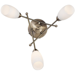 Happy Homewares Contemporary 3 Arm Antique Brass Ceiling Light - Size: 15 x 48 x 48cm - Gold - Wilko - thumbnail 3