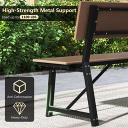 Costway 4 Seater Brown Garden Bench - Wilko - thumbnail 7