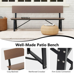 Costway 4 Seater Brown Garden Bench - Wilko - thumbnail 6