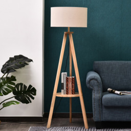 Portland Free Standing Floor Lamp - Size: 50 x 50 x 154cm - Wood - Wilko - thumbnail 7