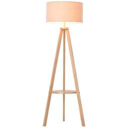 Portland Free Standing Floor Lamp - Size: 50 x 50 x 154cm - Wood - Wilko