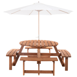 Outsunny 8 Seater Bench Table Set - Size: 70 x 178 x 178cm - Brown - Wilko - thumbnail 4