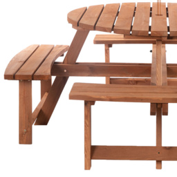 Outsunny 8 Seater Bench Table Set - Size: 70 x 178 x 178cm - Brown - Wilko - thumbnail 5
