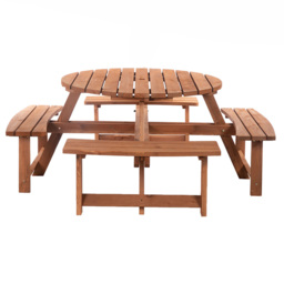 Outsunny 8 Seater Bench Table Set - Size: 70 x 178 x 178cm - Brown - Wilko - thumbnail 3