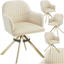 tectake Lona Set of 4 Cream and Gold Velvet Fabric Accent Chair - Size: Single - Wilko - thumbnail 3