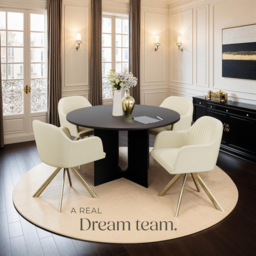 tectake Lona Set of 4 Cream and Gold Velvet Fabric Accent Chair - Size: Single - Wilko - thumbnail 4