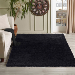 Desire Rugs Oxford Black Plain Shaggy Rug 80 x 150cm - Wilko - thumbnail 3