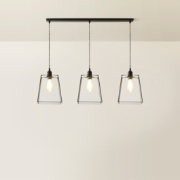ValueLights Susie Glass Lantern 3 Drop Matte Black Diner LED Ceiling Pendant Light - Size: 135 x 96 x 22cm - Wilko - thumbnail 6
