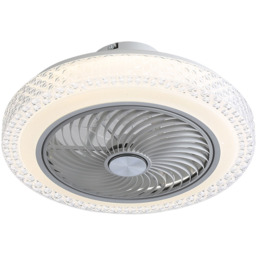 Living and Home White Round Acrylic LED Ceiling Fan Light 20 inch - Size: 18 x 49 x 49cm - Wilko - thumbnail 1