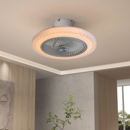Living and Home White Round Acrylic LED Ceiling Fan Light 20 inch - Size: 18 x 49 x 49cm - Wilko - thumbnail 3