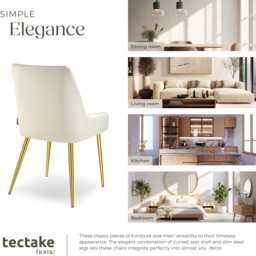 tectake Avane Set of 2 Beige Dining Chair - Cream - Wilko - thumbnail 7