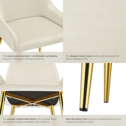 tectake Avane Set of 2 Beige Dining Chair - Cream - Wilko - thumbnail 6