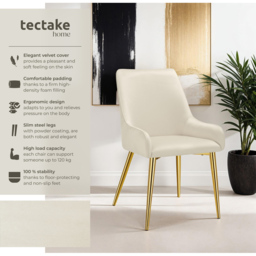 tectake Avane Set of 2 Beige Dining Chair - Cream - Wilko - thumbnail 4