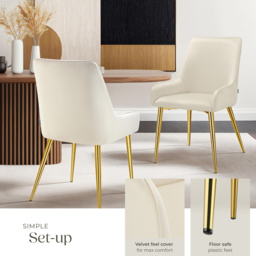 tectake Avane Set of 2 Beige Dining Chair - Cream - Wilko - thumbnail 5