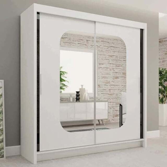 Sliding Wardrobes 4U Marika 2 Door White Mirrored Wardrobe 203cm - Wilko - image 1