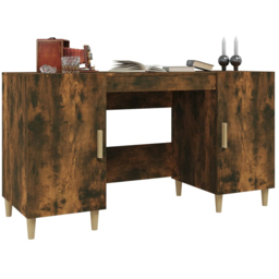 vidaXL 2 Door Computer Desk Smoked Oak - Size: 75 x 140 x 50cm - Brown - Wilko - thumbnail 4