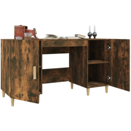 vidaXL 2 Door Computer Desk Smoked Oak - Size: 75 x 140 x 50cm - Brown - Wilko - thumbnail 5