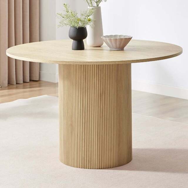 Furniturebox Penfold 4 Seater Round Wooden Pedestal Dining Table Oak - Brown - Wilko - image 1