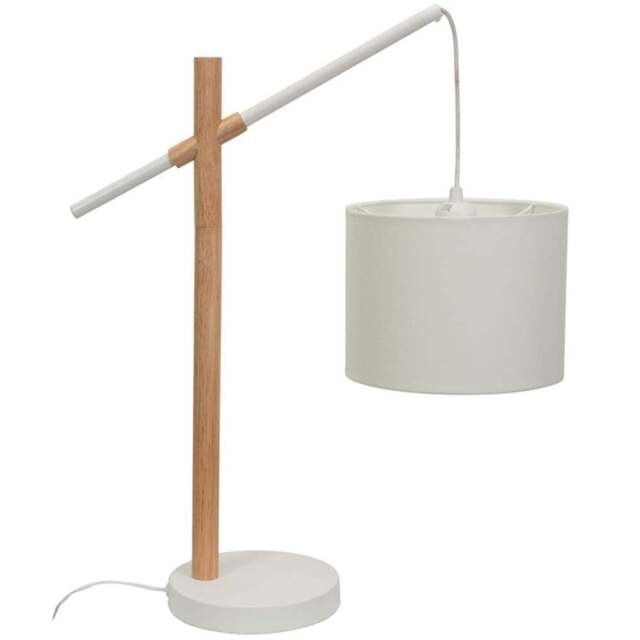 ValueLights Adrianna Wooden Hanging LED Table Lamp with White Drum Lamp Shade - Size: 60 x 20 x 50cm - Cream - Wilko - image 1