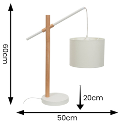 ValueLights Adrianna Wooden Hanging LED Table Lamp with White Drum Lamp Shade - Size: 60 x 20 x 50cm - Cream - Wilko - thumbnail 4