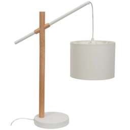 ValueLights Adrianna Wooden Hanging LED Table Lamp with White Drum Lamp Shade - Size: 60 x 20 x 50cm - Cream - Wilko - thumbnail 1