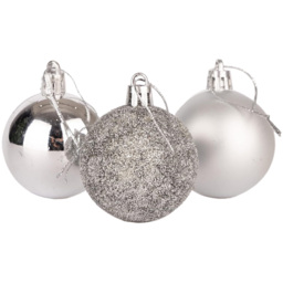 Shatchi 5cm Silver Shatterproof Christmas Bauble 18 Pack - Wilko - thumbnail 3