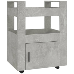 vidaXL Single Door 2 Shelf Concrete Grey Kitchen Trolley - Size: 80 x 60 x 45cm - Wilko - thumbnail 3