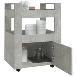 vidaXL Single Door 2 Shelf Concrete Grey Kitchen Trolley - Size: 80 x 60 x 45cm - Wilko - thumbnail 5