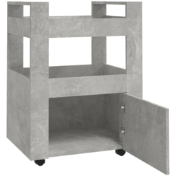 vidaXL Single Door 2 Shelf Concrete Grey Kitchen Trolley - Size: 80 x 60 x 45cm - Wilko - thumbnail 7