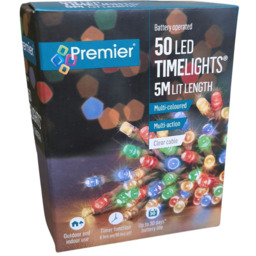 Premier TimeLights 50 Multicolour LED Multi-Function Christmas String Light 5m - Size: 4 x 500 x 4cm - Multi Coloured - Wilko - thumbnail 3